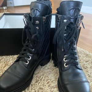 Chanel Black Combat Boots